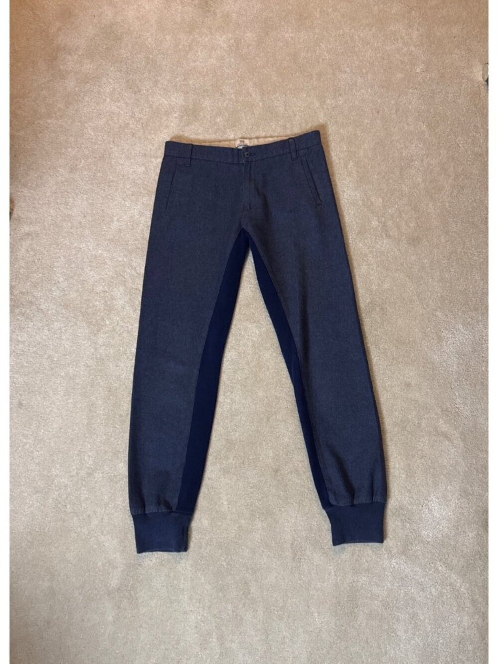 Mauro Grifoni Mens Slim-Fit Jogger Pants With Ribbed Cuffs In Navy Blue Premium